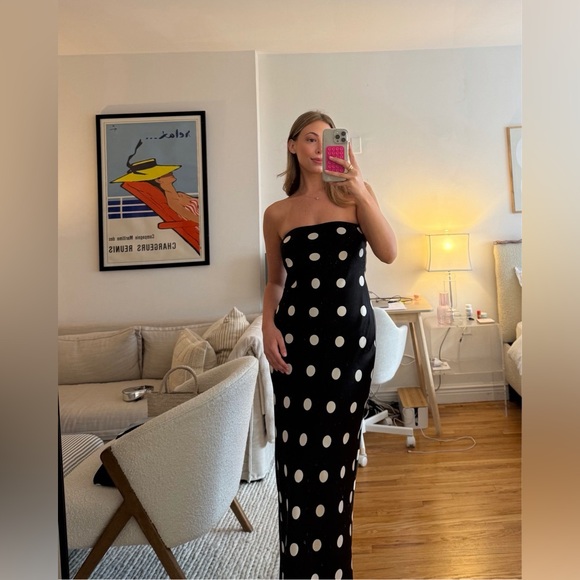 Reformation Oren Silk Dress In Moon Dot, NWOT, NEVER WORN, NO FLAWS. - Picture 12 of 12